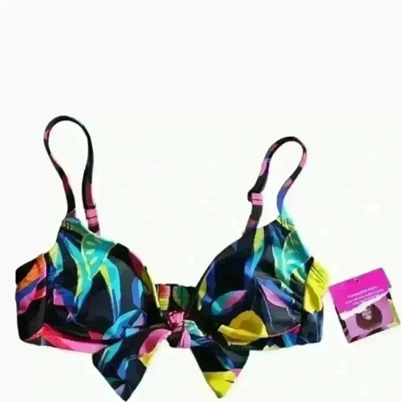 Tabitha Brown X Target Swim Multicolor Lemon Print Tye Front Bikini Top. 3/$30 - Picture 5 of 9